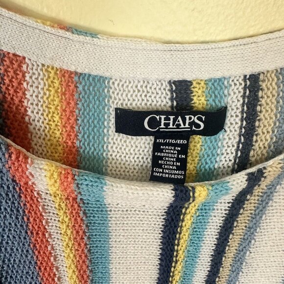 Chaps Multi Colored Tunic Top Linen Cotton Sweater Size 2X Womens Beach Cover Up - Picture 5 of 11